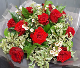 12 Red Rose Flower Bouquet