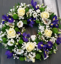 Iris & White Rose Wreath