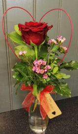 A Single Red Rose in Vase