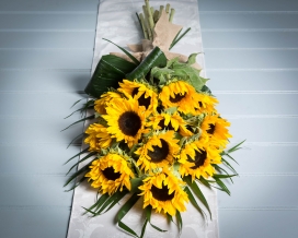 Sunflower Tied Sheaf Funeral Tribute